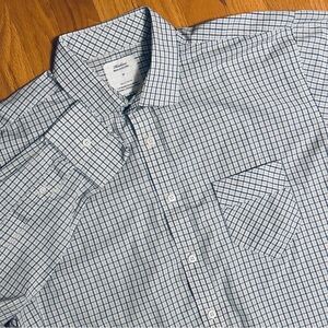 Billy Reid Mens Sz 17 Blue Check Heirloom Cotton Long Sleeve Button Up Shirt